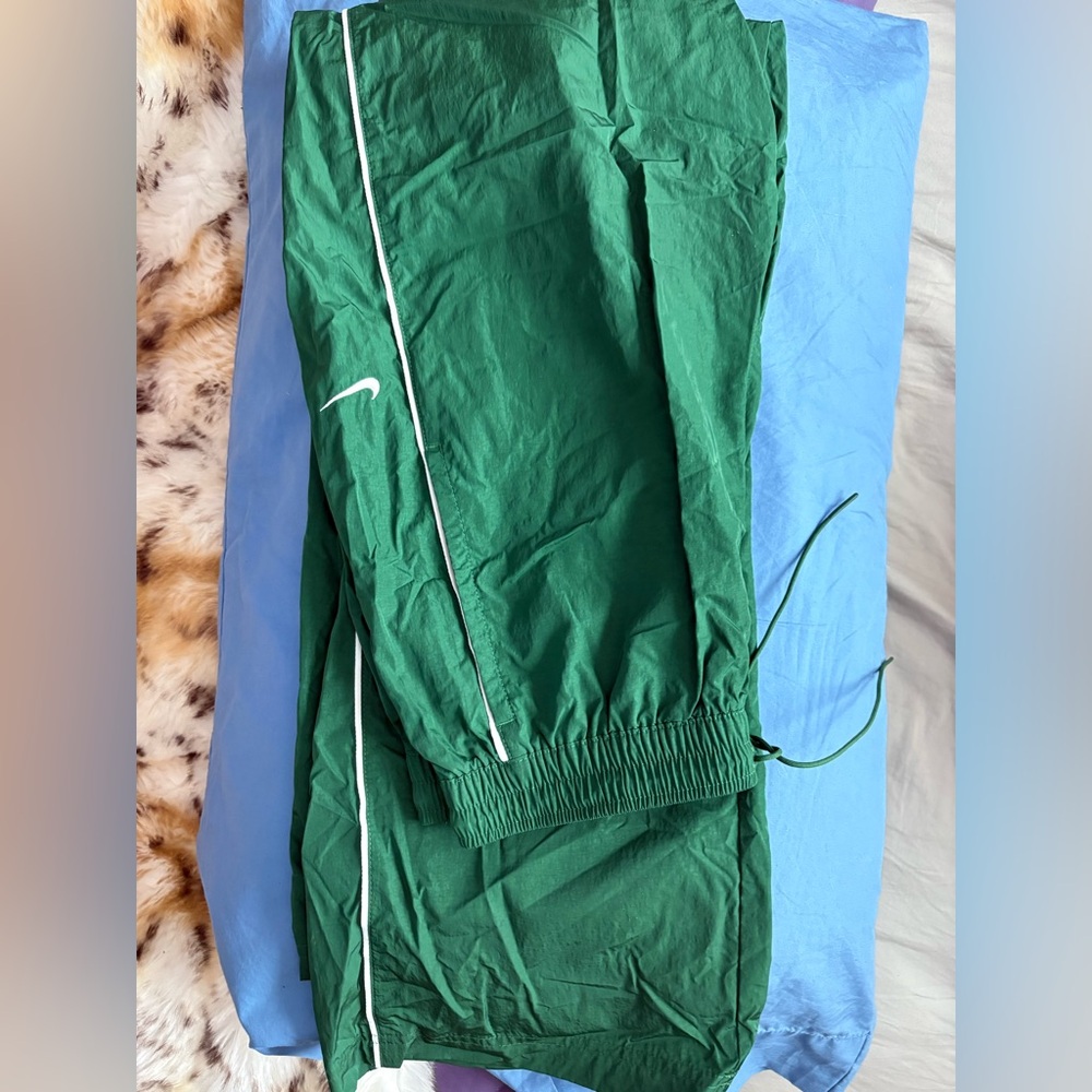 Nike Green Track Pants with White Stripe
